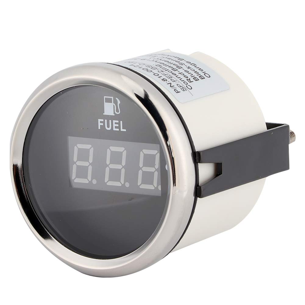 Indicateur de jauge de niveau de carburant d'huile | Pourcentage de compteur de niveau d'huile numérique de jauge de carburant 2in 190ohm pour moto de chat de bateau de Y ht de 12 V/24 V(Noir)