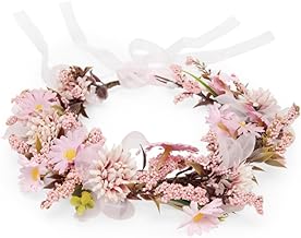 Radhu & Kabby Hair Tiara for Girls & Women | Artificial Rose Crown with Ribbon Tie | Elegant for Weddings, Parties, Photoshoots & Festivals | Lightweight