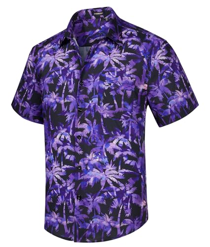 Men's Hawaiian Shirts Short Sleeve Floral Tropical Aloha Shirt Casual Summer Button Down Holiday Beach Shirt with Pocket