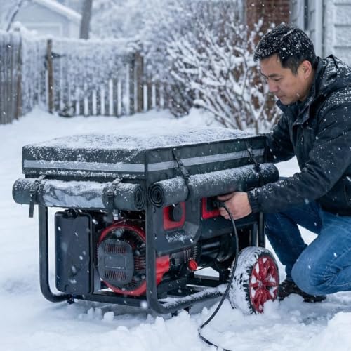 Generator Cover Portable Generator Cover While Running with Noise Reduction & Waterproof Protection 900D Heavy Duty Fabric Universal Fit for 7500W-9500W Frame Generators 28x26x24 Black