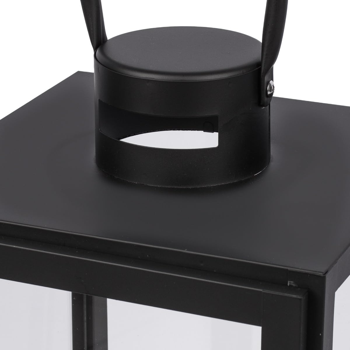 Laterne XXL Gartenlaterne aus Metall Windlicht Deko Kerzenhalter Kerzenleuchter Kerzenständerr für Outdoor Wohnzimmer Garten Balkon Innen Indoor Mattschwarze Farbe mit Glaswänden (F270)