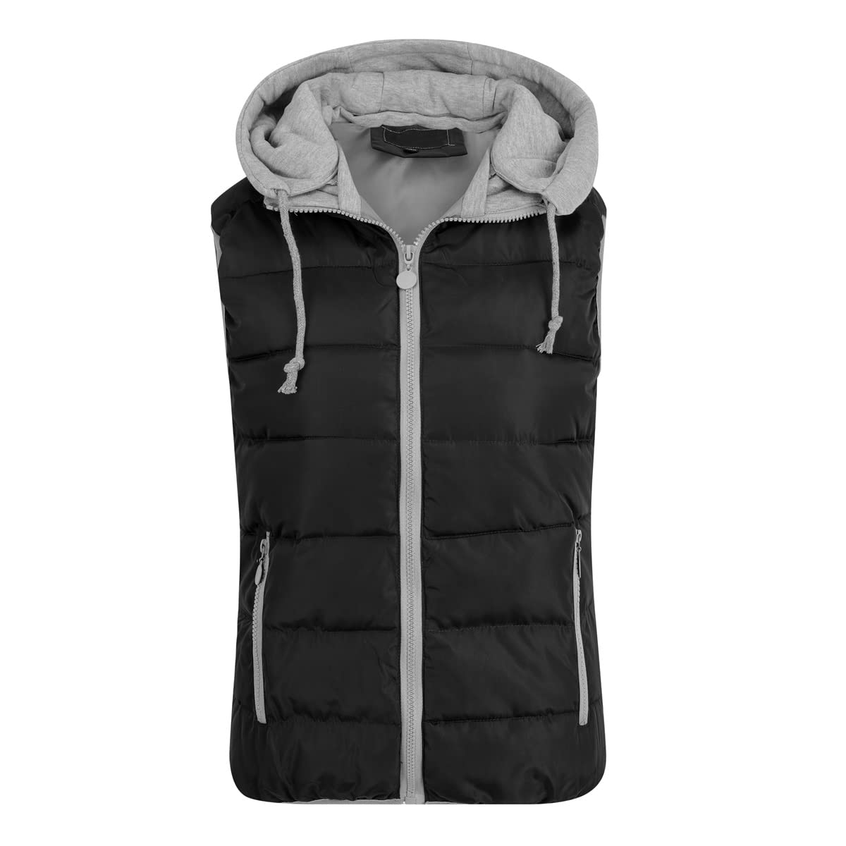 YOUTHUP Chaleco acolchado para mujer con capucha grueso casual calentador de cuerpo con cremallera completa sin mangas