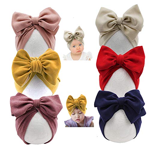 Image of Yili Maizi Baby Turban Newborn Girl Hospital Hat Cotton Toddler Big Hair Bow Infant Toddler Kid Headwrap