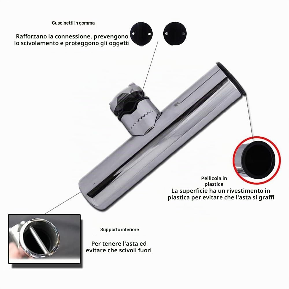 AMYSPORTS Supporti di pesce Morsetto inossidabile Morsetti Supporto per canne da pesca per binari da 3/4 "a 1" da 19 mm a 25 mm (chiave gratuita inclusa)