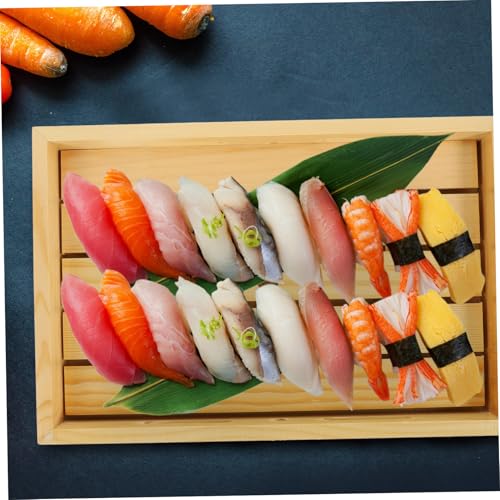 Plato de sushi de madera estilo japonés miniatura 3