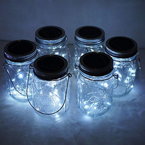 Cynzia Solar Mason Jar Lights, 6 Pack 10 Led Jar Lid String Lights With 6 Hangers(No Jars), Waterproof Fairy Firefly Light For Garden, Patio, Outdoor, Yard, Lawn Decor(Cold White) #TOP8