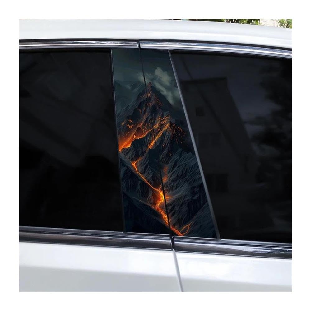 Decorative Items 2pcs Car B-Pillar Waterproof Decal Moon and Mountain DIY Car Door Pillar Decorative Decal(D)
