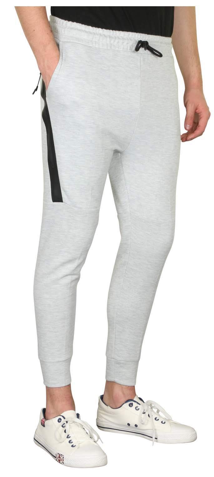 9 Crowns Men's Lightweight Jogger Pants-Slim Fitting Sport Cut Zipper Pocket-Light Grey-2XL