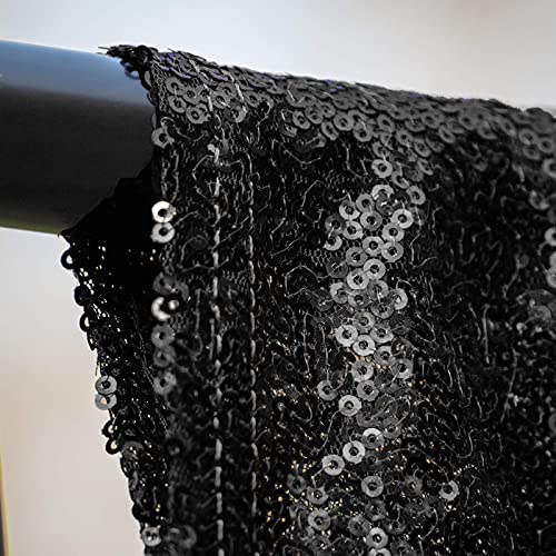 Wispet 1-BK28-2 Black Sequin Backdrop Curtains 2 Panels 2Ftx8Ft Glitter Drapes Backdrop Sparkle Curtains Photo Backdrop thumb #3