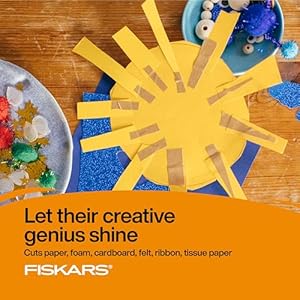 Fiskars 5" SoftGrip Pointed-Tip Scissors for Kids Ages 4-7, Scissors for School or Crafting, Back to School Supplies, Blue Lightning Fiskars 5 SoftGrip Pointed Tip Scissors for Kids Ages 4 7 Scissors for School or Crafting Back to School Supplies Blue Lightning