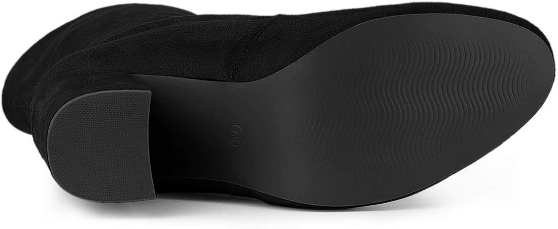 Allegra K Women's Rounded Toe Block Heel Foldable Ankle Boots 6 Black