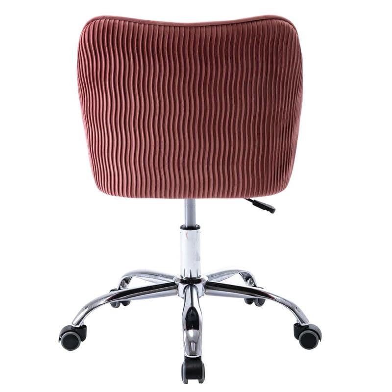 Image of Velvet Office Chair for Home & Office | 360 Swivel Ergonomic Study Armchair | 1-Seater Revolving Computer Desk Chair | Sofa Chair for Adults & Students | Blue Pink 17 inch Inche Height