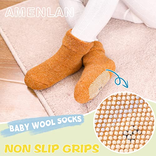 Baby Wool Floor Socks Soft Winter Warm Thick Non slip Toddler Boys Girls Crew Neck Socks 6 pairs2