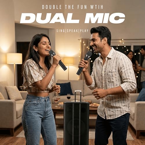 Image of DIGIMORE 240W Trolley Speaker w / 2 Wireless Mics | 12 inch BoomBass Woofer, AI Sound Boost, BT 5.3, 10H Battery, Reverb & Echo Effects | Ideal for Karaoke, Parties & Outdoor Events (D-12W)