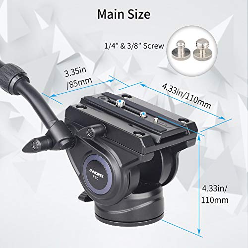 Image of Innorel Heavy Duty Tripod Fluid Head- F80 Drag Pan Cameras Video Fluid Head With 1 4 And 3 8 In Screws Sliding Plate Cnc Professional Panoramic Max Load 26.5Lb 12Kg For Dslr Camcorders Shooting Film