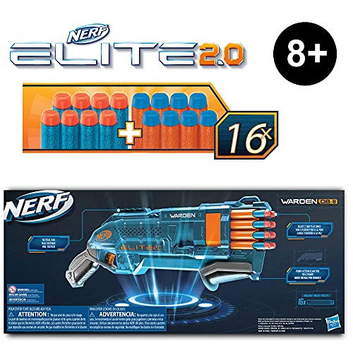 Nerf Elite 2.0 Blaster Warden DB 8 16 Fléchettes Officielles Tire 2 fléchettes d'un Coup Rail Tactique pour Personnaliser Tir à Pompe - vue 9