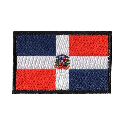 Parche bordado de la bandera de República Dominicana con gancho de moral para coser en el hombro, insignias, brazaletes, parches tácticos para mochilas, sombreros, ropa, chaquetas