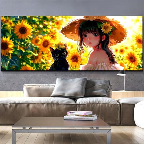 Diamond Painting Chat XXL 60x120cm | Peinture Diamant Grand Format pour Décoration Salon