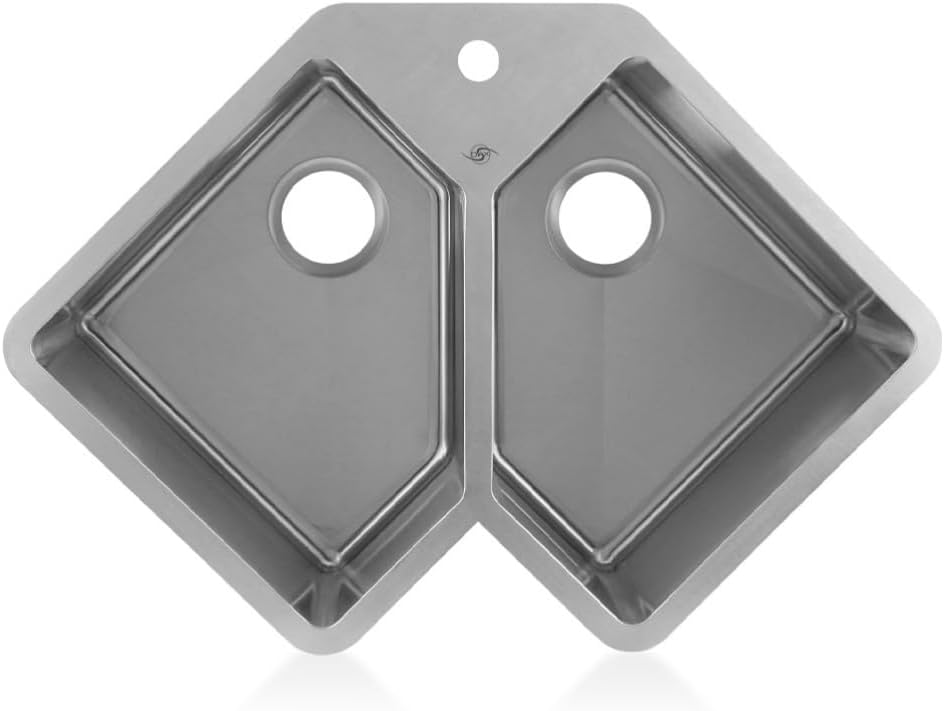 Healifty Stainless Steel Corner Kitchen Sink: Undermount Corner Butterfly Kitchen Sink Double Bowl Top Mount Universal for Laundry Restaurant Bathroom Outdoor Indoor Garage