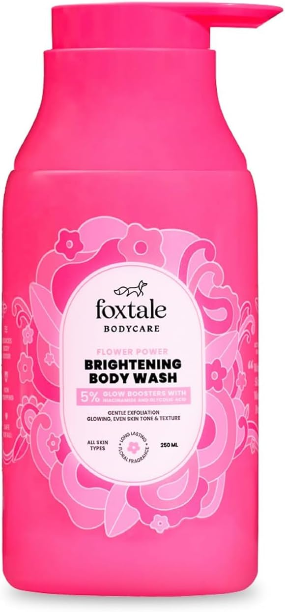 Fox_tale De-Tan Brightening Body Wash | Glycolic Acid & Niacinamide | Removes Tan & Evens Skin | 6+ hrs odour control | SLS-Free | Body Wash for Women & Men | All Skin Type | 250 ml