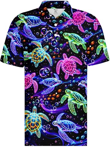 Image of PAGYMO Funny Golf Shirts for Men Crazy Printed Pattern Novelty Moisture Wicking Performance Mens Polo Shirt