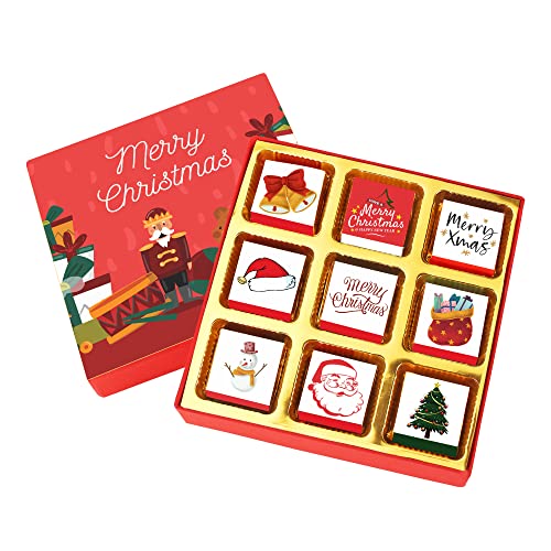 Image of Chocoloony Merry Christmas Chocolate Gift Box Assorted 9 pcs Milk Chocolate Bites