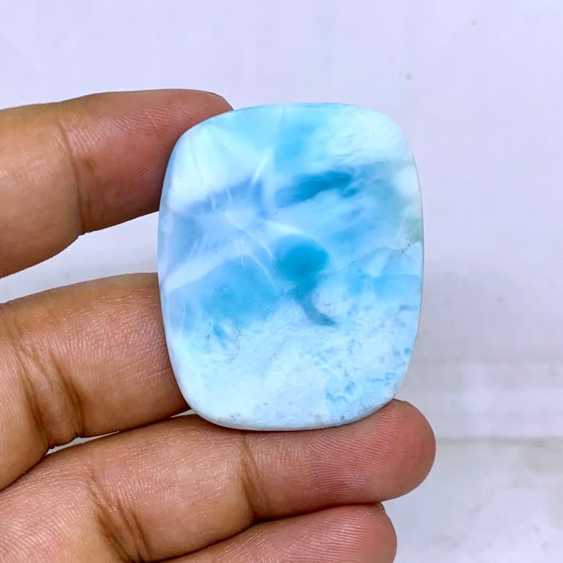 Larimar naturel cabochon rectangulaire de qualité gemme pour création joaillerie unique