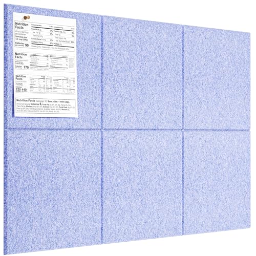 Image of MaxGear Felt Bulletin Board 36 inch x 24 inch, Light Blue Felt Wall Tiles Push Pins
