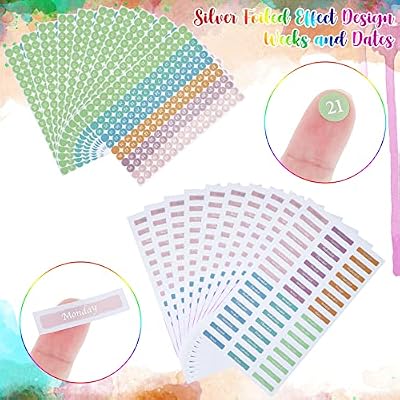 Tinlade 2340 Pcs Day of The Week Stickers and Dates Round Dots Stickers Small Colorful Decorative Planner Sticker for Journals Calendars Notebooks Mark