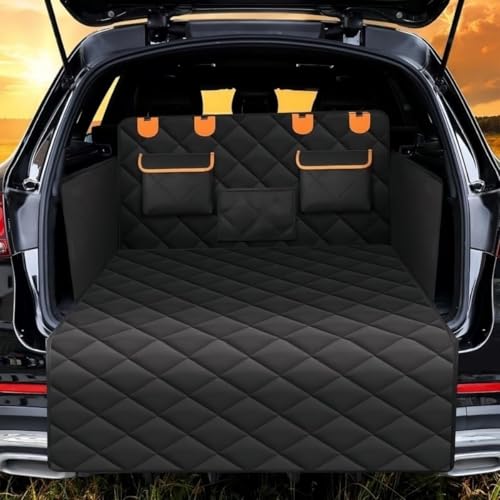 SUV Cargo Liner for Dogs for Nissan Qashqai 2015-2025-pr, Durable Comfortable Boot Liner with Side Walls & Bumper Protector Pet Boot Protector Accessories,Black+Orange