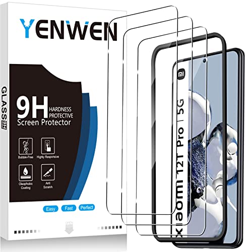 Yenwen Schutzfolie für Xiaomi Mi 12T Pro 5G / Mi 12T 5G für Panzerglas 9H Härte Panzer Schutz Glas mit Positionierhilfe Anti- Kratzer Schutzglas Anti-Blasenfrei Glas Folie - 3 Stück