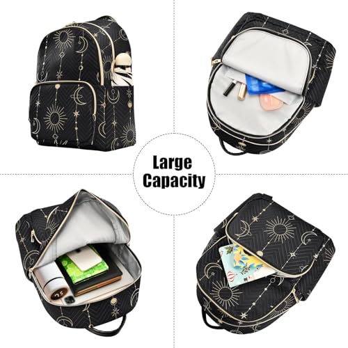 Image of ALAZA Sun Moon Stars Witch Small Backpack Purse for Women Travel Bag Fashion Daypack Back Pack Shoulder Bag