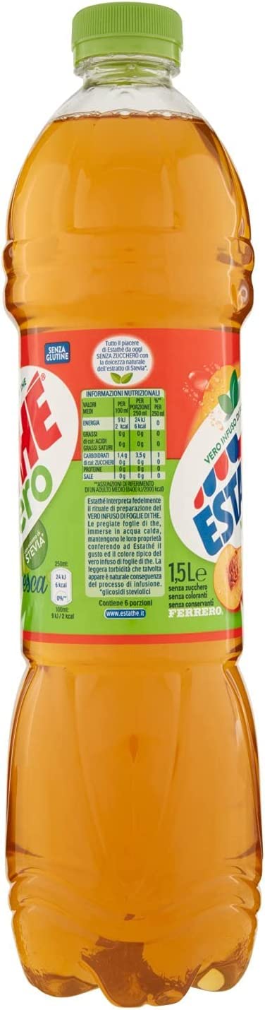 12 x Ferrero té helado melocotón The' Pesca PET 1,5 l ESTATHE Zero tea the sin azúcar