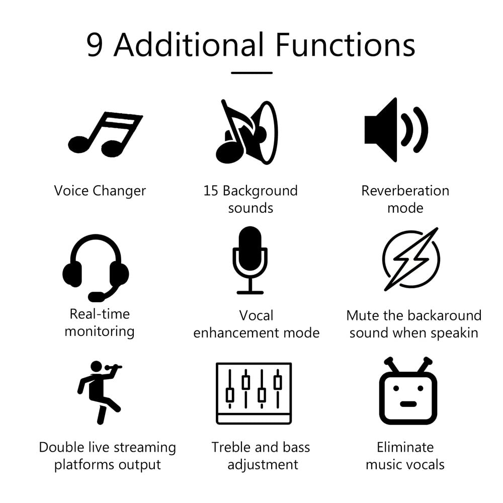 RUHEN Carte Son V8 Plus Live pour Streaming, mixeur Audio USB 15 Effets pour Microphone, changeur de Voix