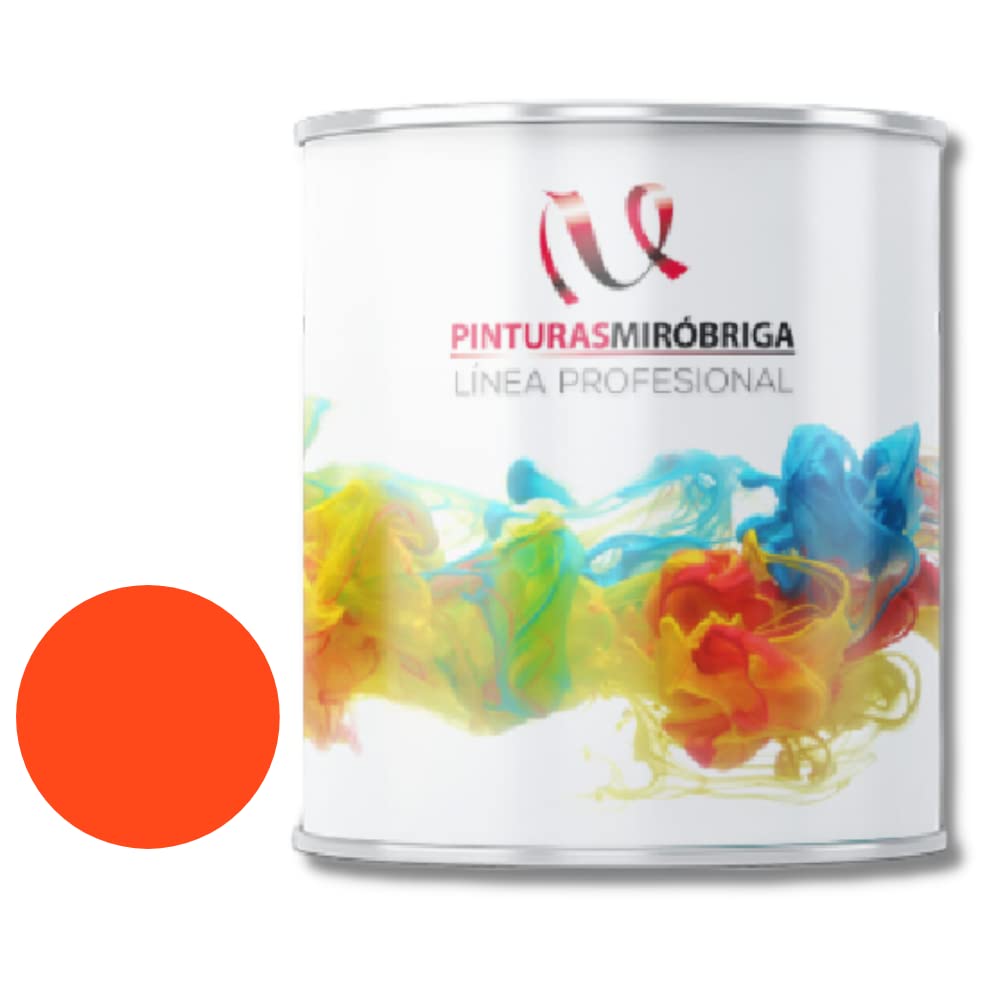 Pinturas Mirobriga Esmalte Antioxidante Color Naranja Ral 2004, Secado Rapido, Directo sobre metal, proteccion de superficies de hierro y madera. Envase de 750ml.