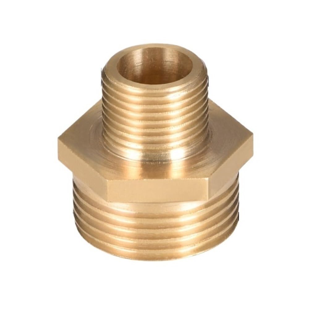 Brass Pipe Hex Fitting Adapter - Quick-Connect Nipple Connector for Plumbing(3/8/x3/4in)