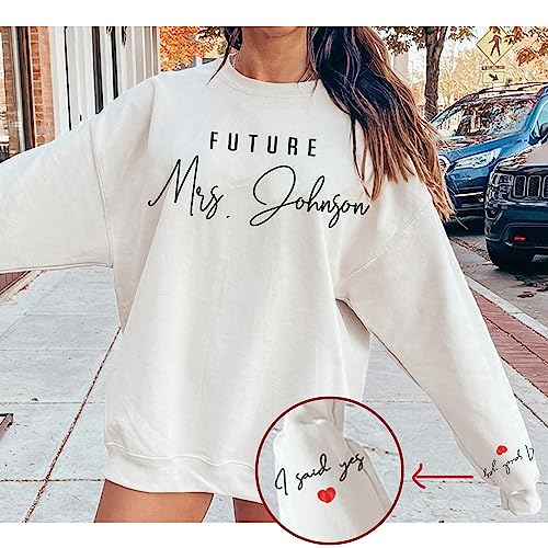 GodLover Personalized Future Mrs Sweatshirt - Cool Engagement Outfits, I Said Yes, Bridal Shower Gift, Newly Engaged, Wedding Gift 2024 Black3
