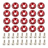 Zikefest 20PCS Bumper Fender Washers, Engine Bay Dress Up Fastener Kit, Aluminum Fender Washers, Bolt Fasteners for Trunk License Plate Frame（Red）