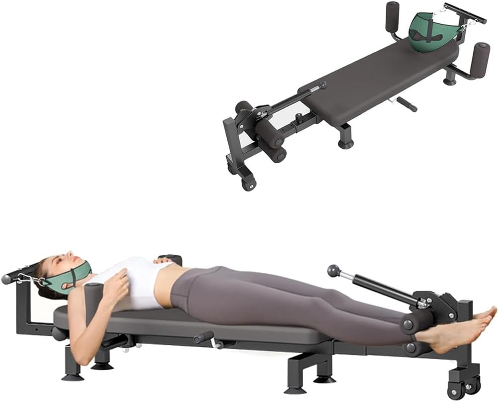 Home Traction Table for Full Body – Portable Cervical & Lumbar Stretcher Bed, Massage Therapy Device for Back Decompression, Tension and Pain Relief