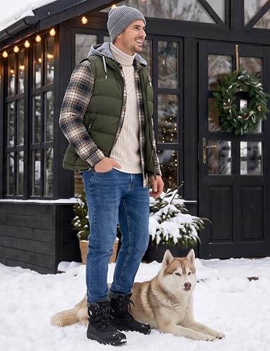 Image of ZSHOW Men's Puffer Vest Removable Hooded Vest Outdoor Winter Vest