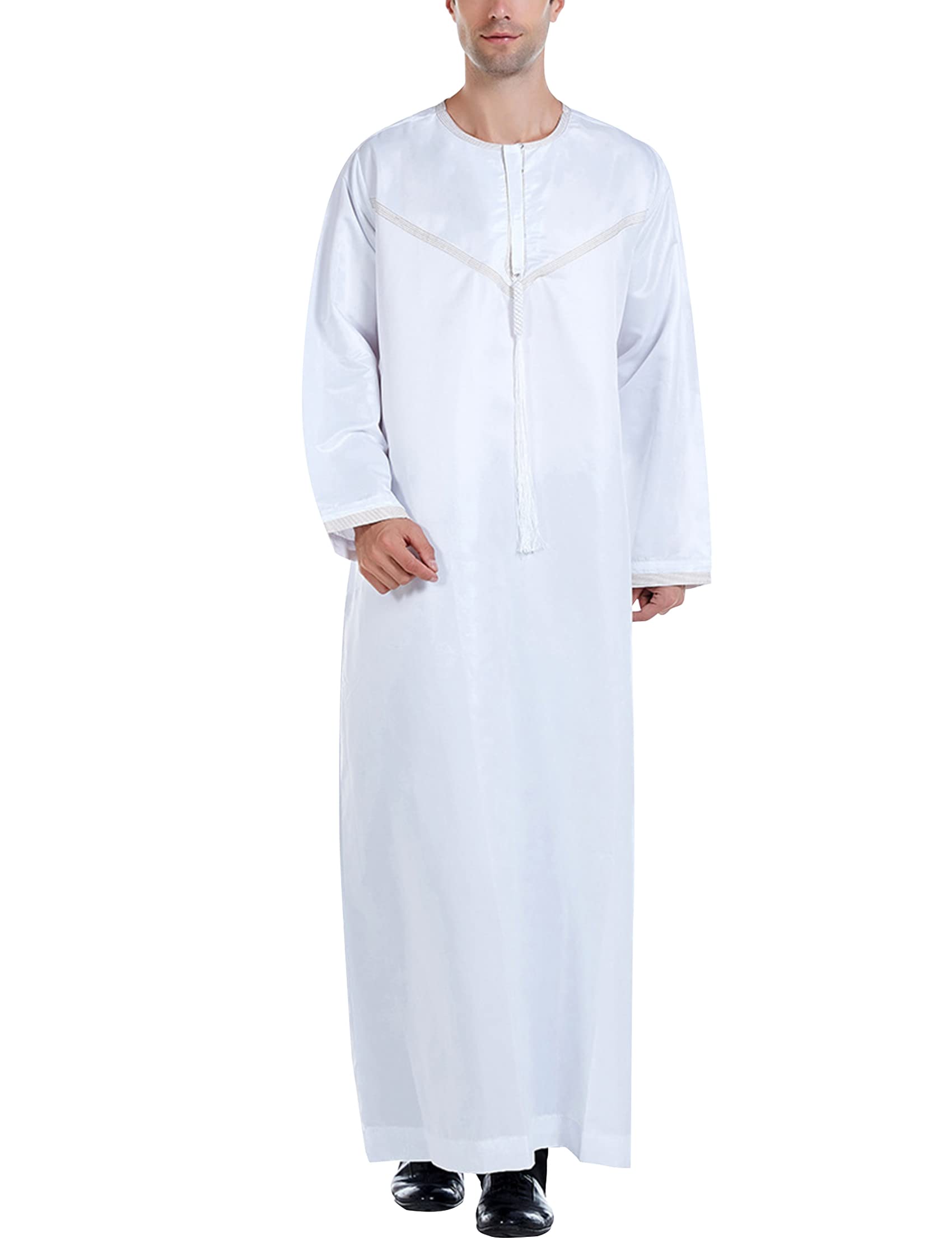CRFASIBEKaftan for Men Thobe Muslim Clothes Islamic Clothing Moroccan Thobe Thawb