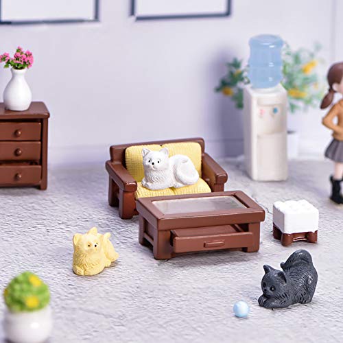 Set of 8 Miniature Dollhouse Furniture Decoration Mini Dollhouse Furniture Models Set Dollhouse Accessories Pretend Play Kids Toy