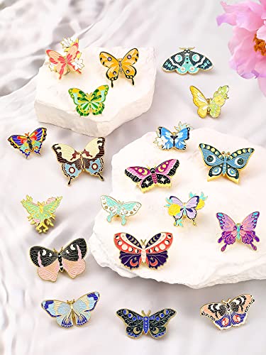 Hanaive 20 Pieces Butterfly Pins for Backpack Butterfly Brooches Cute Cool Horror Lapel Pins for Hats Clothes Decoration Gift4