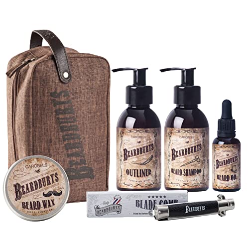 Beardburys Beard Care Kit - Complete Grooming Set: Beard Shampoo, Conditioner, Oil and Wax, Natural Ingredients, All Beard Types, Gift Set for Men