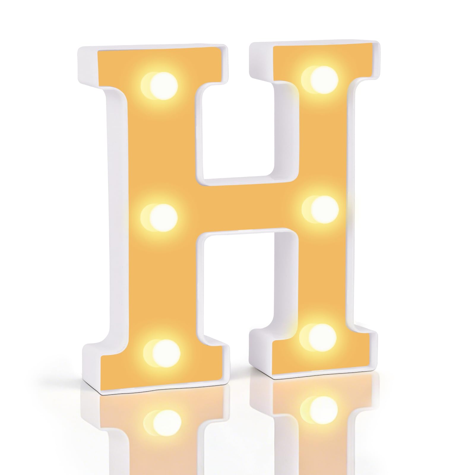 Light up Letter H, LED Marquee Letter Lights, 6.3inch Alphabet Sign, Gifts for Tween Party Birthday Decorations, Night Light Christmas Valentine Wall Table Decor (gold-letter H)