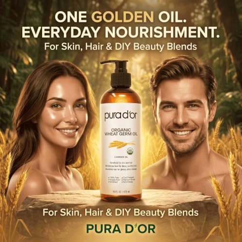PURA D'OR ORGANIC Wheat Germ Oil Cold-Pressed for Skin, Hair & Body, 16oz | Vitamin E-Rich Nourishment, USDA Certified, 100% Pure Carrier Oil, Softens Dry Areas, Dry Scalp Care, DIY Beauty, Unrefined - image 7