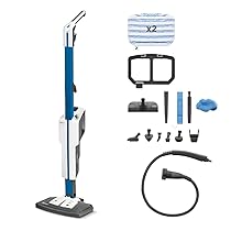 Polti Vaporetto SV620 Style, Scopa a Vapore con Pulitore Portatile Integrato, Potenza Max 1500 W, 15 Accessori, Filtro Anti Calcare, Autonomia Illimitata, Parking Verticale, Blu e Bianco