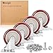 Moogiitools 5 inch Swivel Caster Wheels with Dual Locking, Heavy Duty of 2400lbs, Premium Polyurethane No Noise Wheels for Furniture and Cart Set of 4(Free Bolts and Nuts)