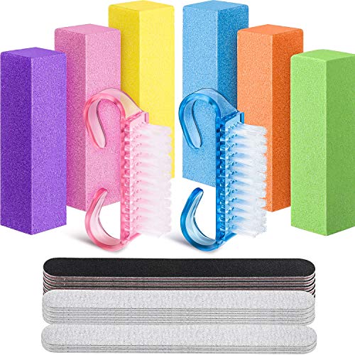 22 Pieces Nail Files and Buffers Nail Manicure Tool Kit, Fingernail Files and Nail Sanding Buffer Fingernail Scrub Cleaner Brushes Kabuki Brushes Nail Art Tools