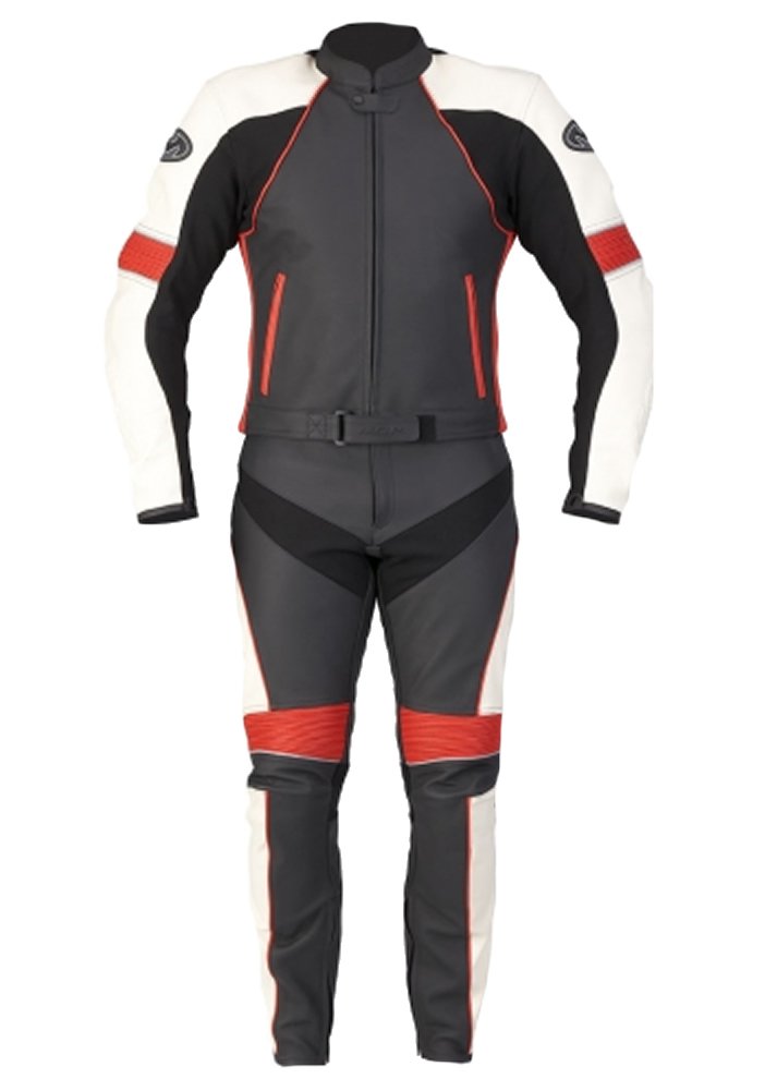 SleekHides Men's Fashion Motorcycle Real Leather Biker Suit Cow Black Large